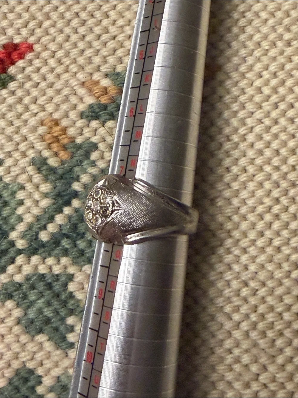 Vintage men's Art Deco style ring gold plated textured band, hallmarked
